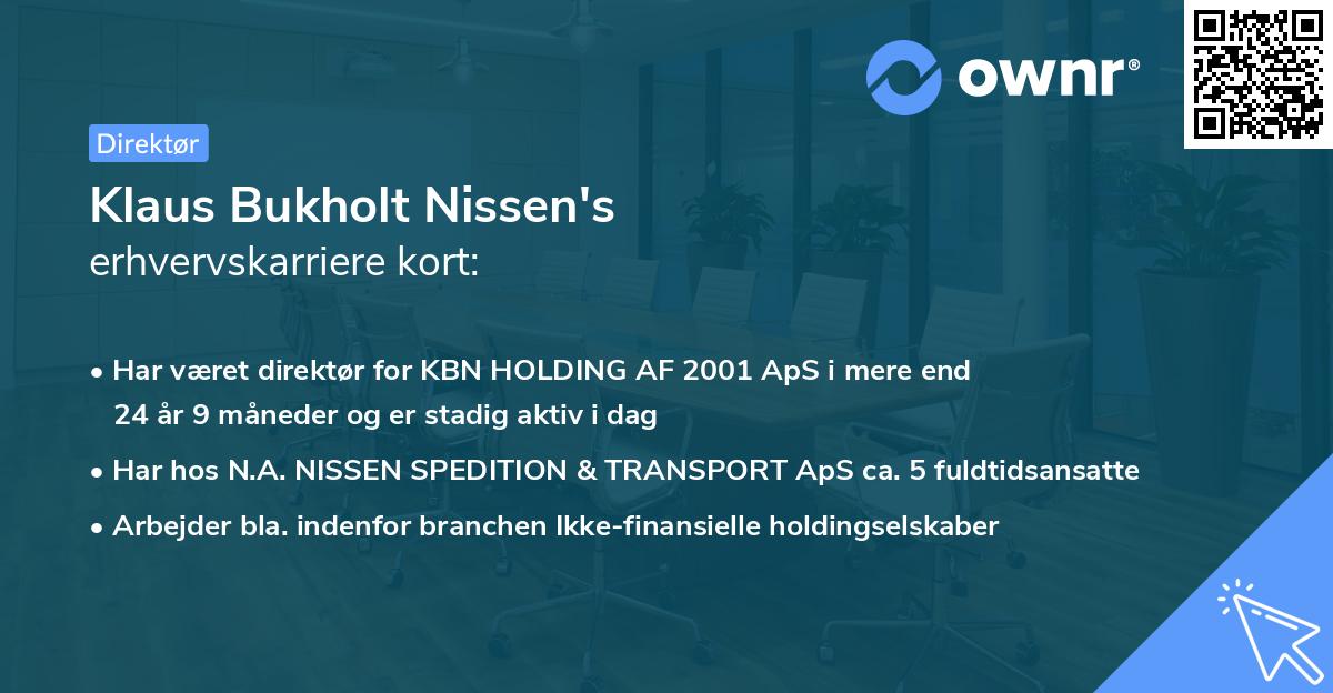 Klaus Bukholt Nissen's erhvervskarriere kort