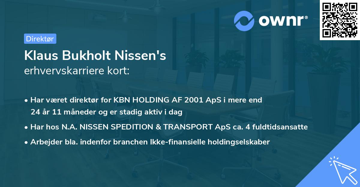 Klaus Bukholt Nissen's erhvervskarriere kort