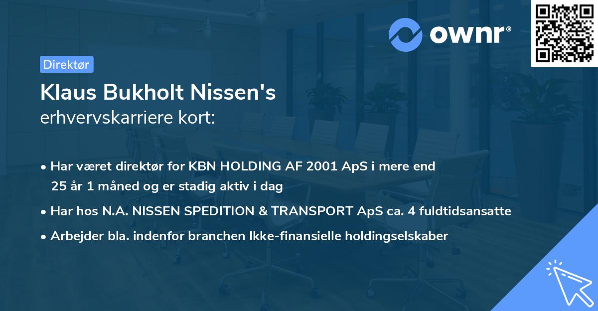 Klaus Bukholt Nissen's erhvervskarriere kort