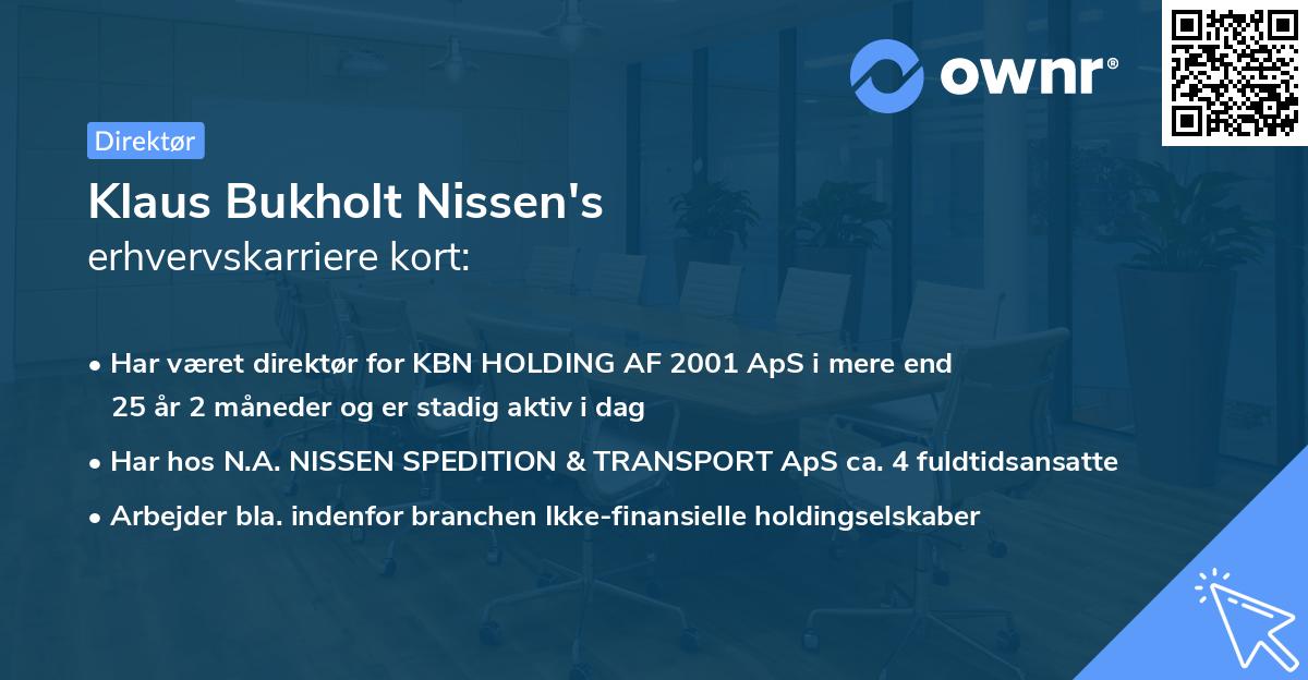 Klaus Bukholt Nissen's erhvervskarriere kort
