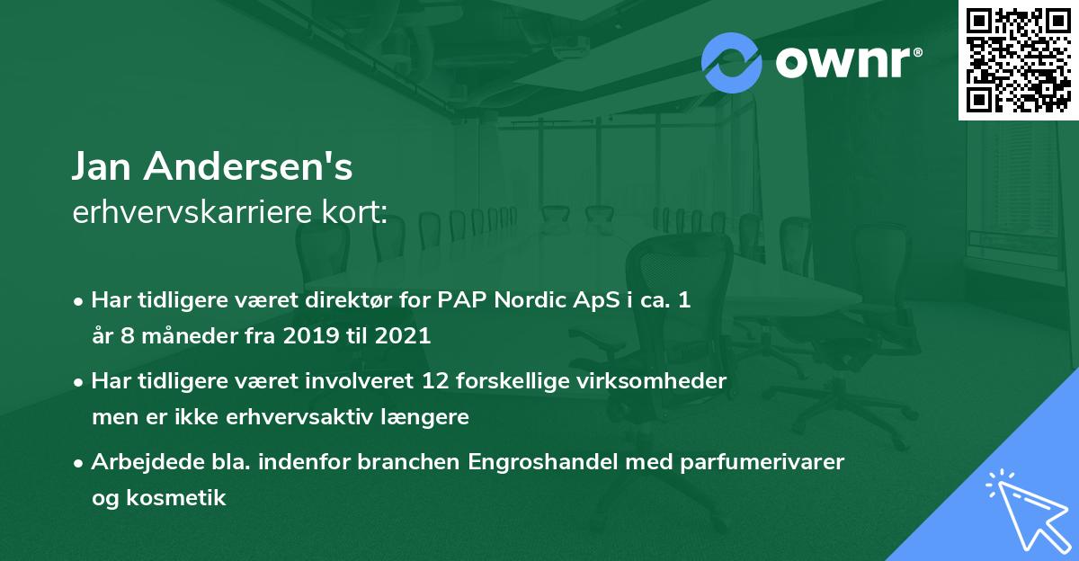 Jan Andersen's erhvervskarriere kort