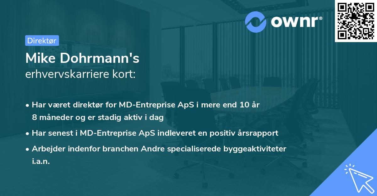 Mike Dohrmann's erhvervskarriere kort