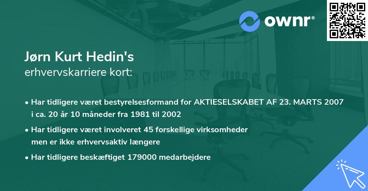 Jørn Kurt Hedin's erhvervskarriere kort
