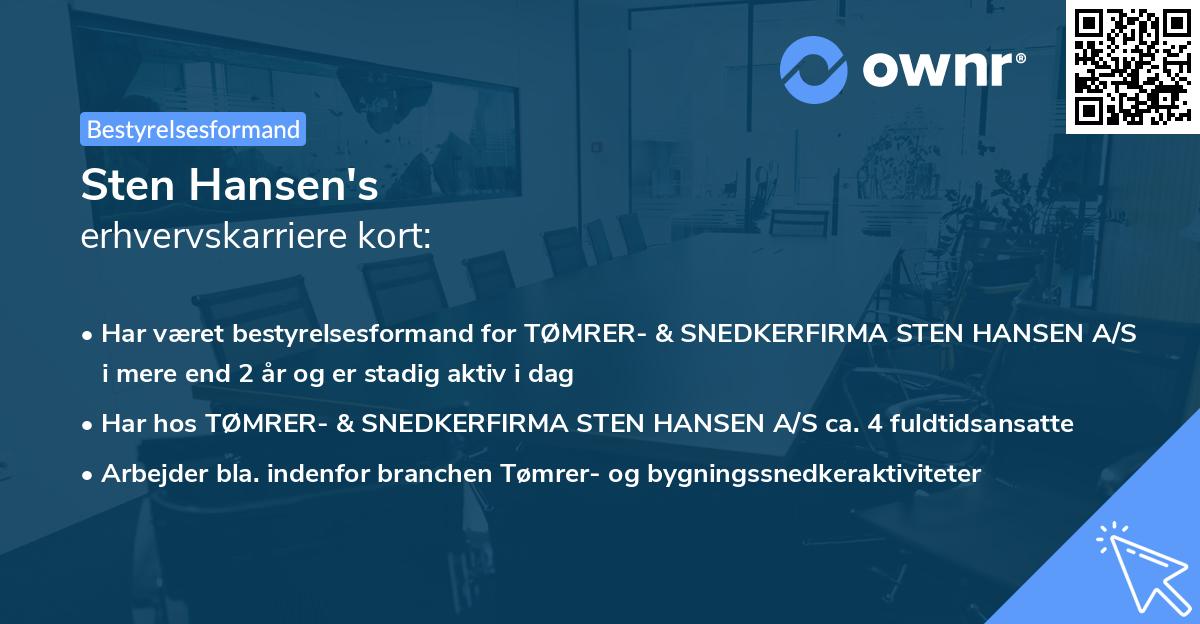 Sten Hansen's erhvervskarriere kort