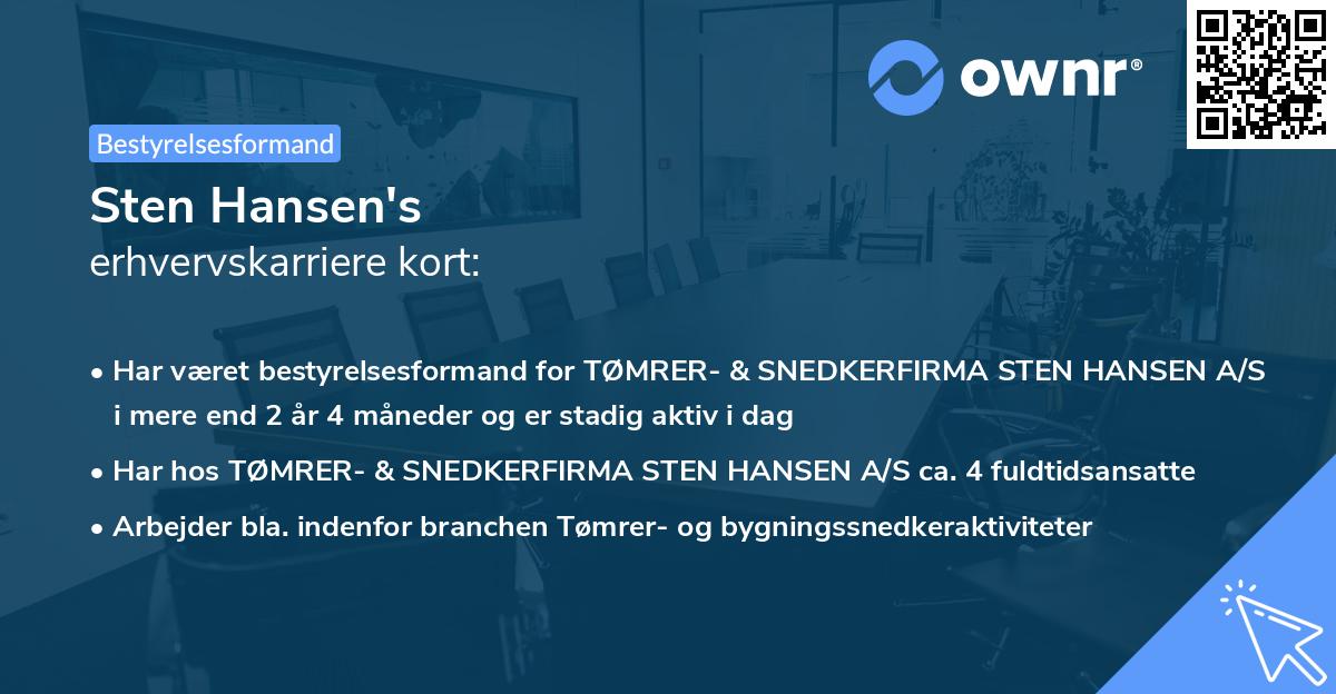 Sten Hansen's erhvervskarriere kort