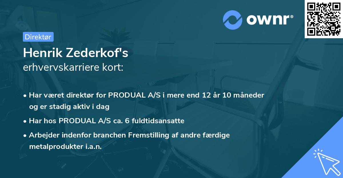 Henrik Zederkof's erhvervskarriere kort