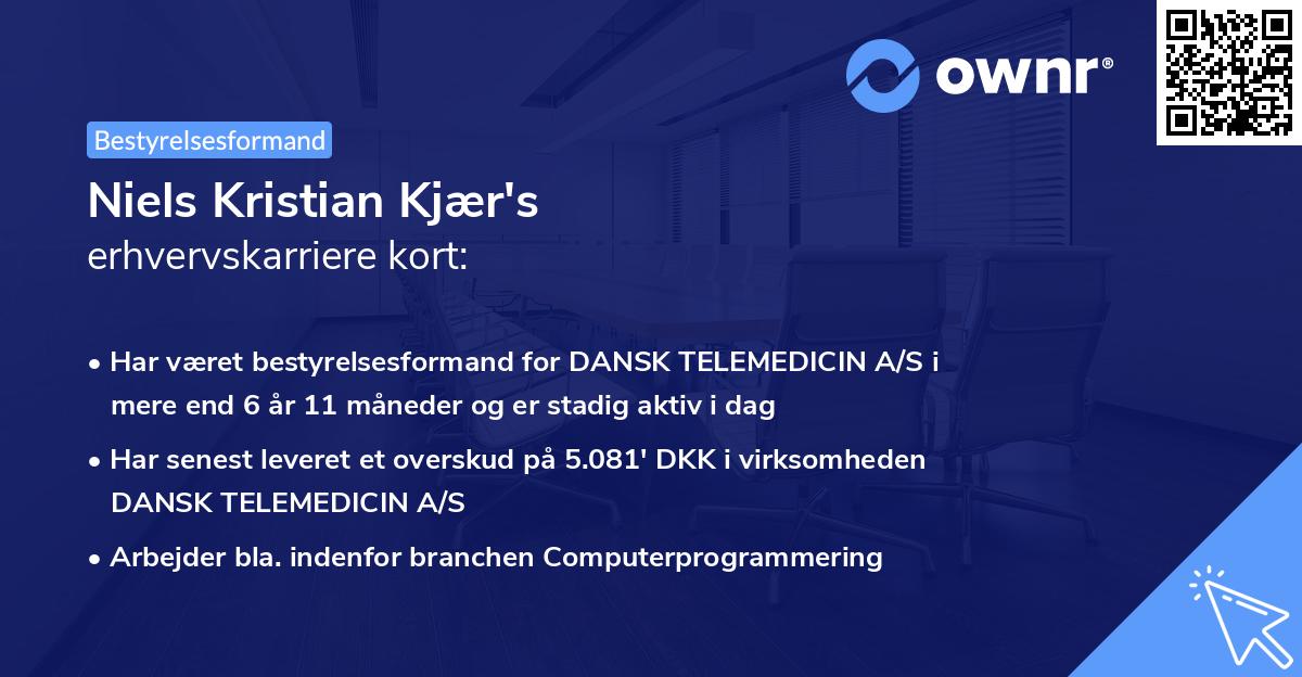 Niels Kristian Kjær's erhvervskarriere kort