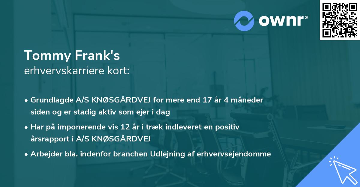 Tommy Frank's erhvervskarriere kort