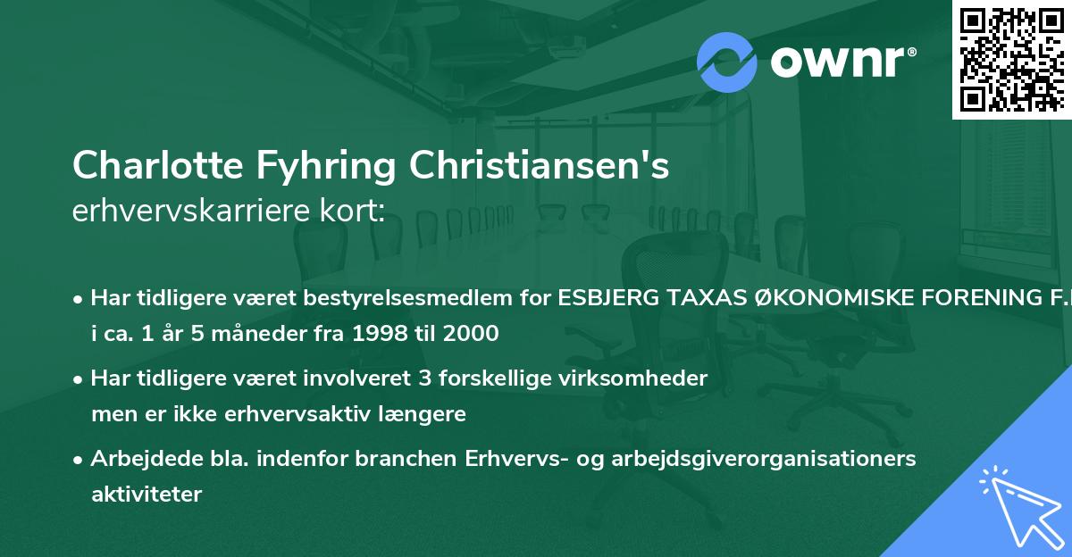 Charlotte Fyhring Christiansen's erhvervskarriere kort