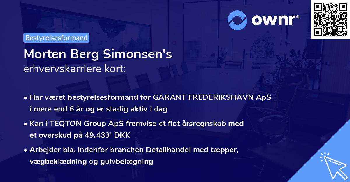 Morten Berg Simonsen's erhvervskarriere kort