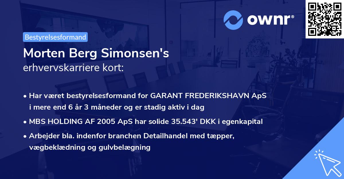 Morten Berg Simonsen's erhvervskarriere kort