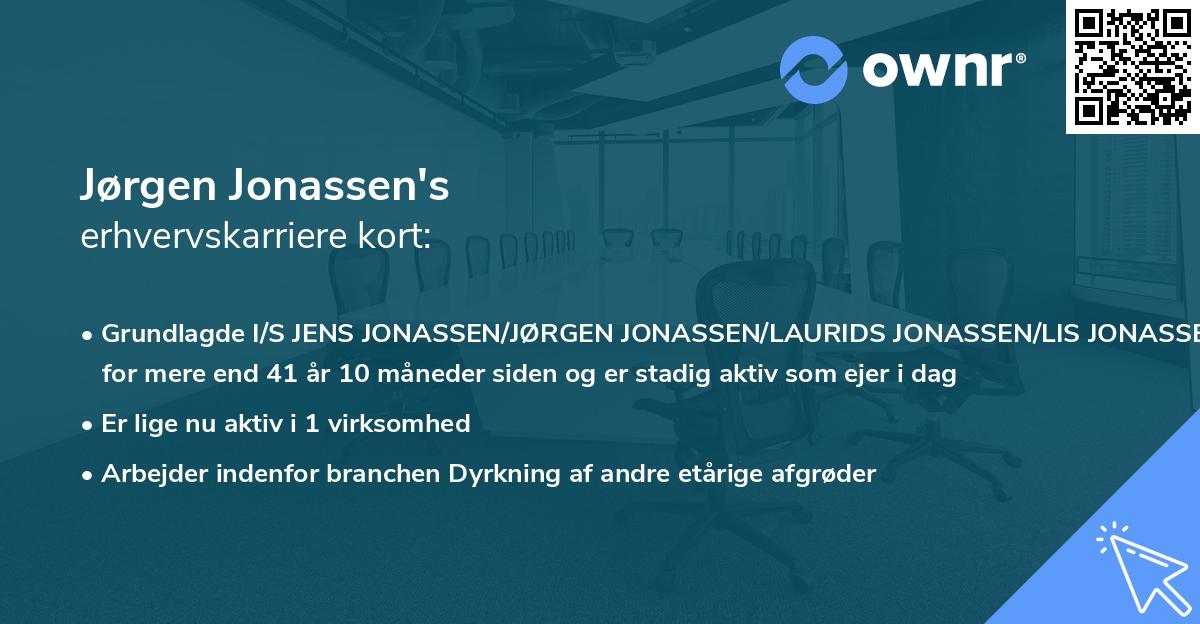 Jørgen Jonassen's erhvervskarriere kort