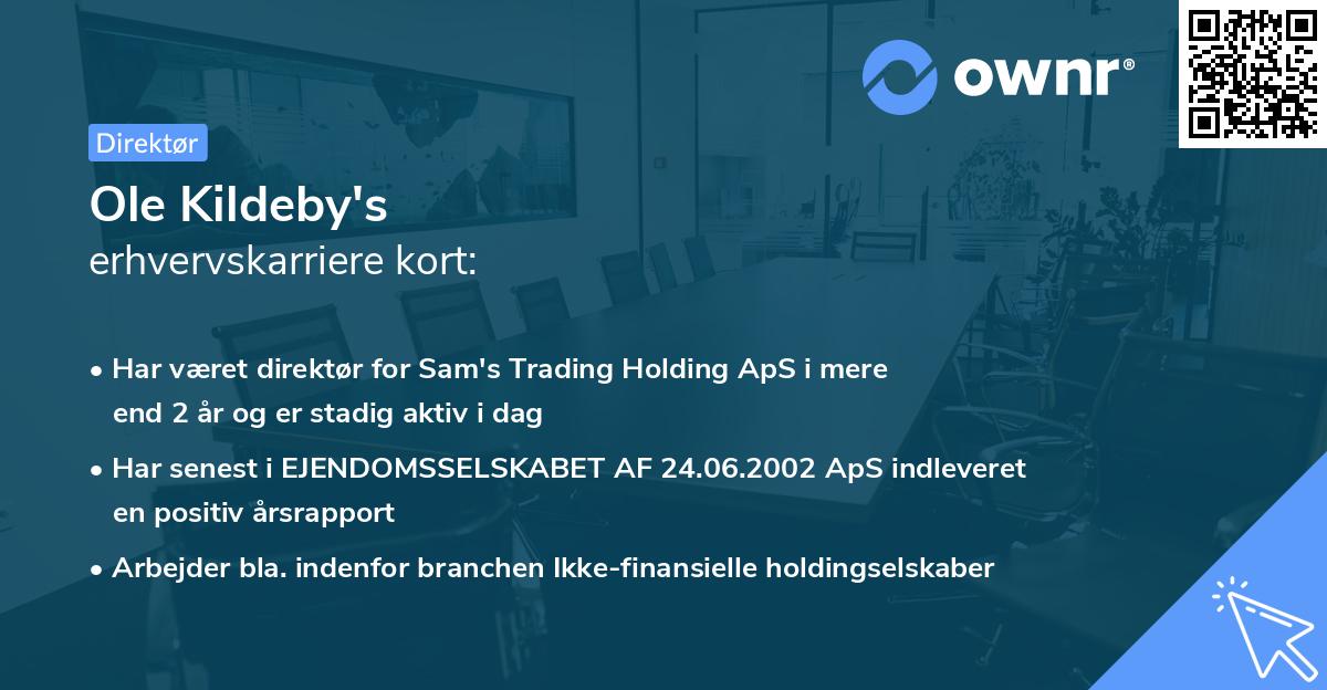 Ole Kildeby's erhvervskarriere kort