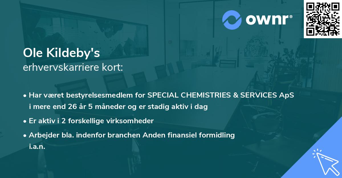 Ole Kildeby's erhvervskarriere kort