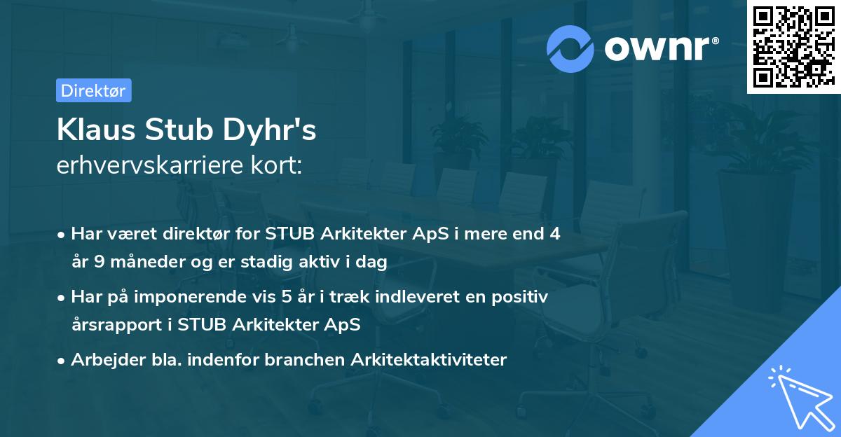 Klaus Stub Dyhr's erhvervskarriere kort
