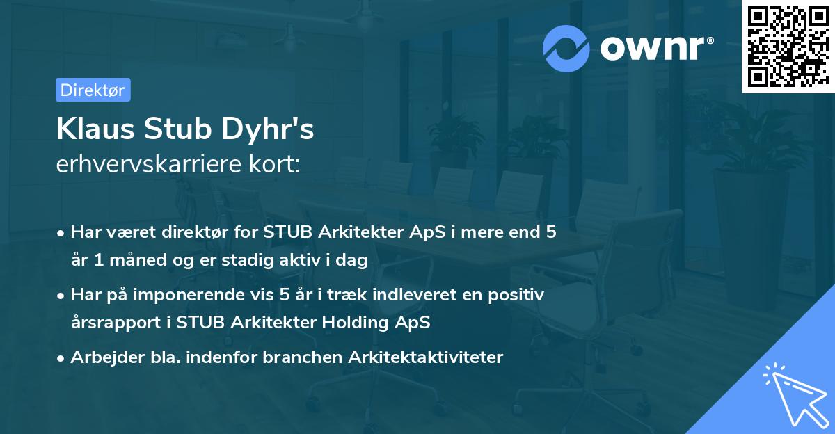 Klaus Stub Dyhr's erhvervskarriere kort