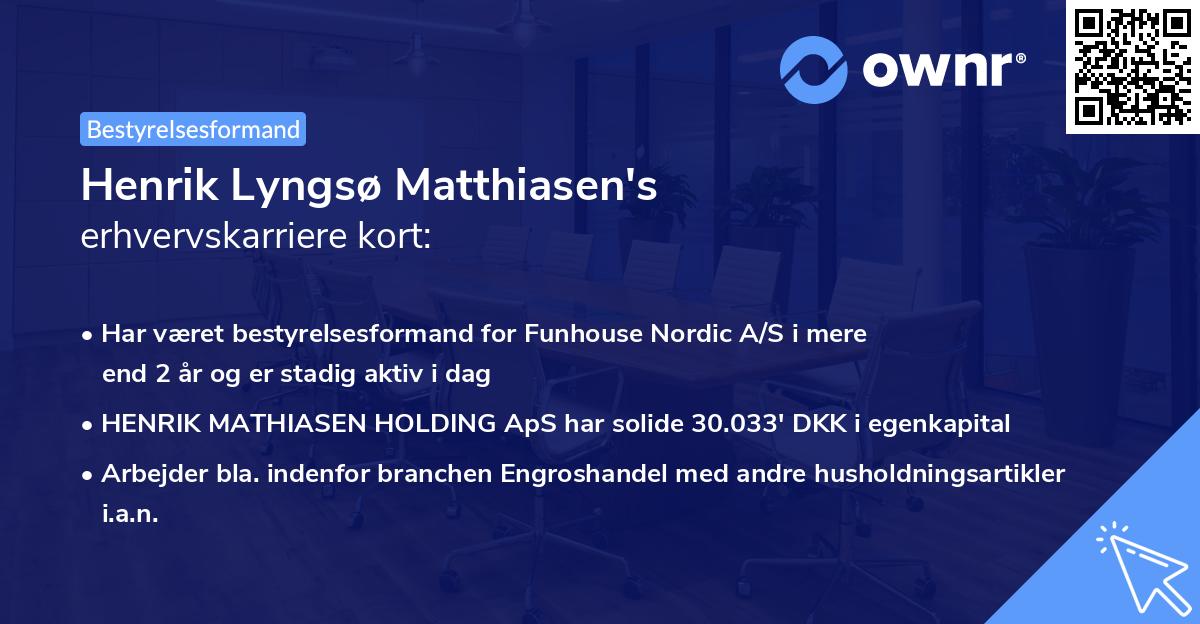 Henrik Lyngsø Matthiasen's erhvervskarriere kort