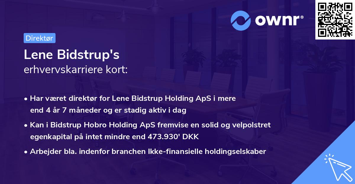 Lene Bidstrup's erhvervskarriere kort