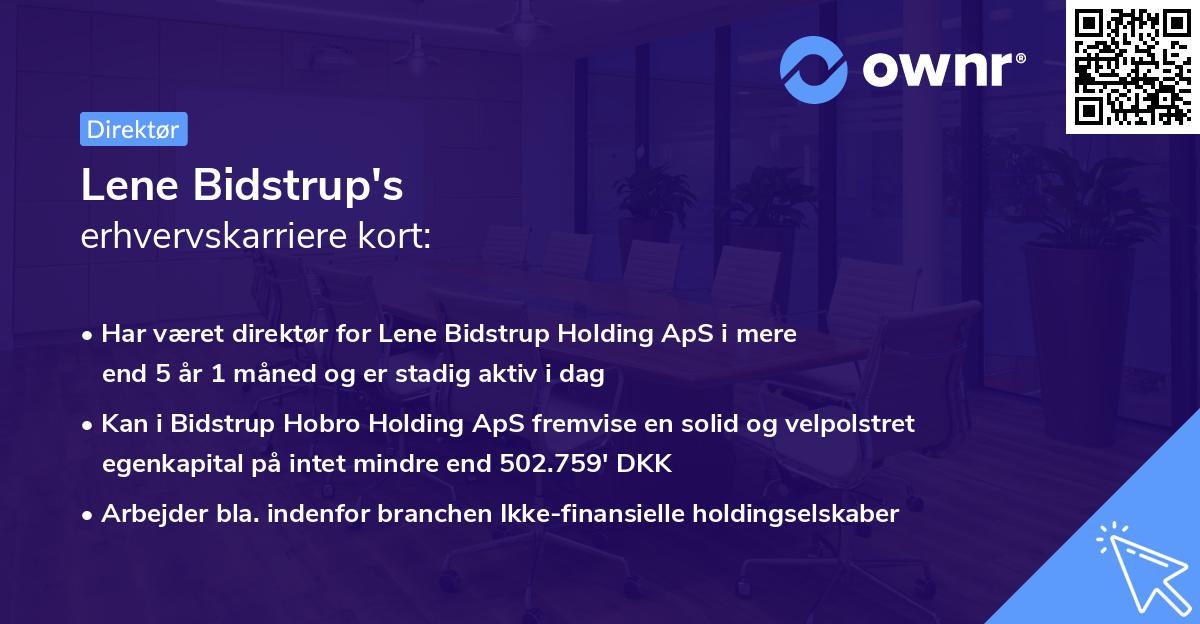 Lene Bidstrup's erhvervskarriere kort