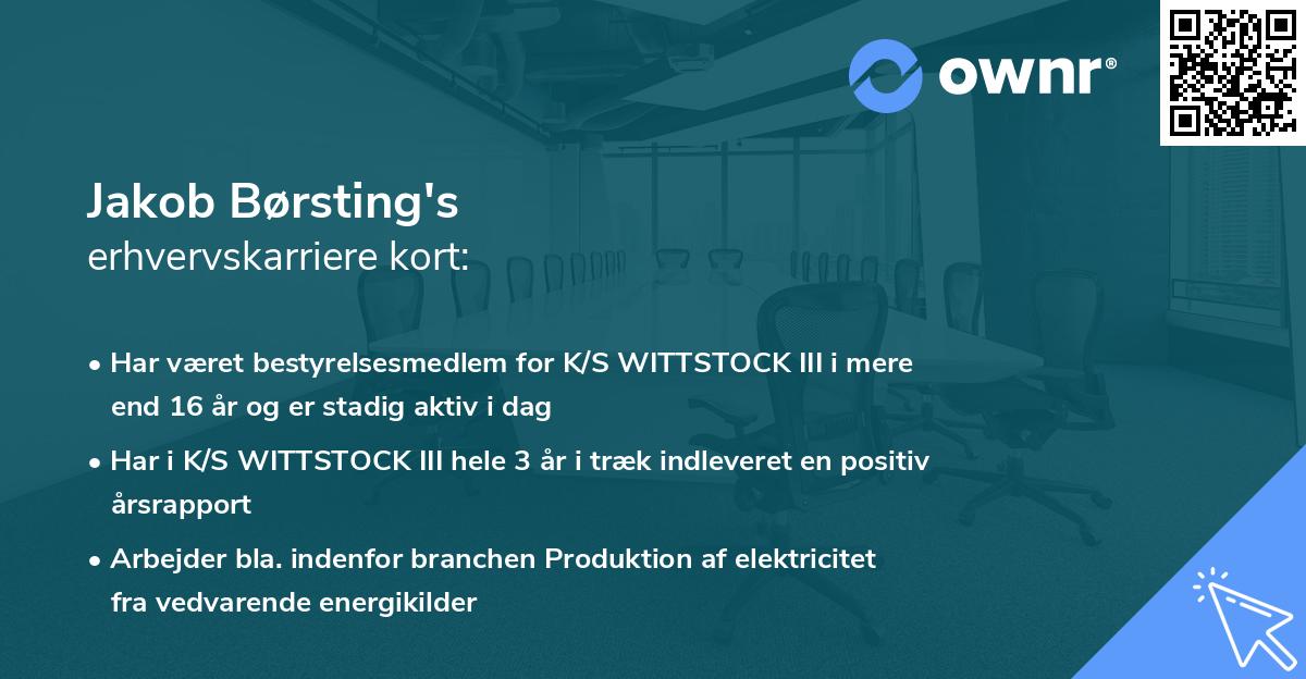 Jakob Børsting's erhvervskarriere kort