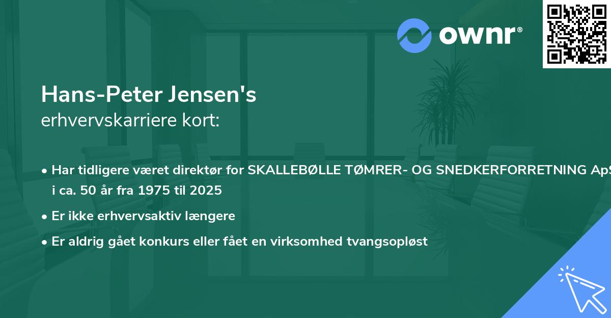 Hans-Peter Jensen's erhvervskarriere kort