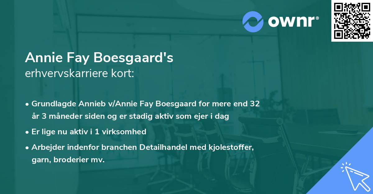 Annie Fay Boesgaard's erhvervskarriere kort