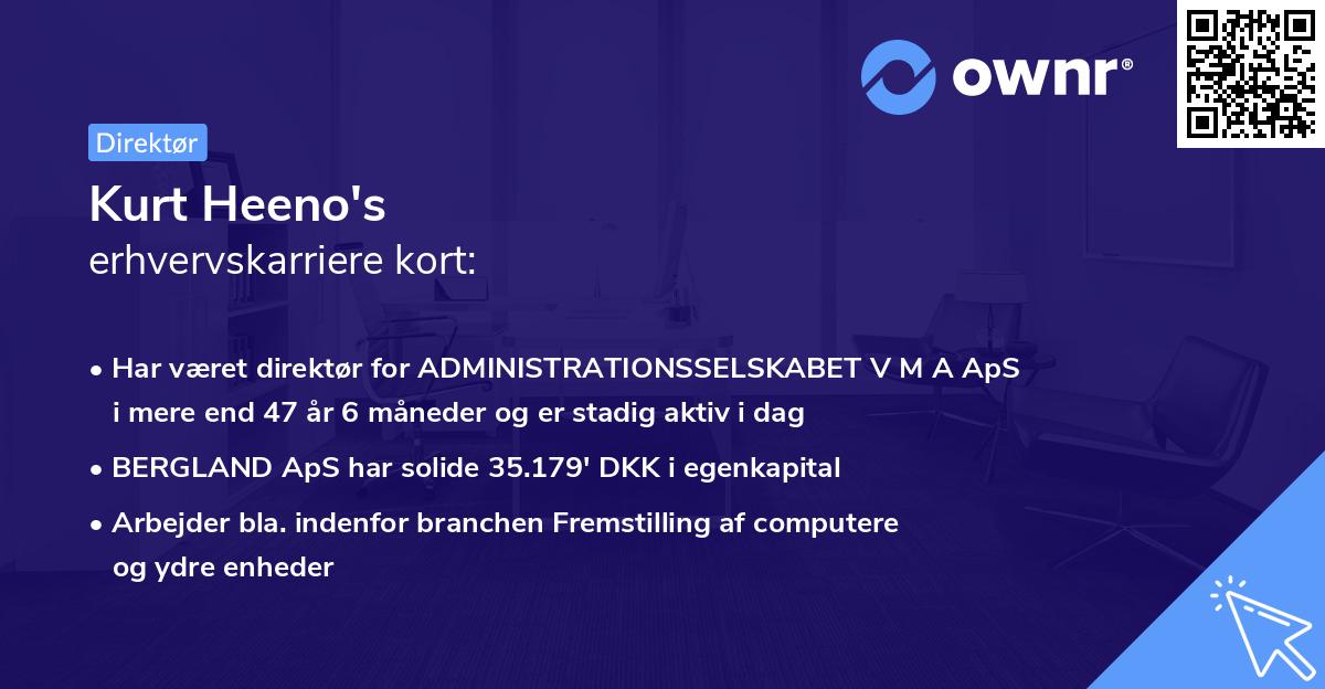 Kurt Heeno's erhvervskarriere kort