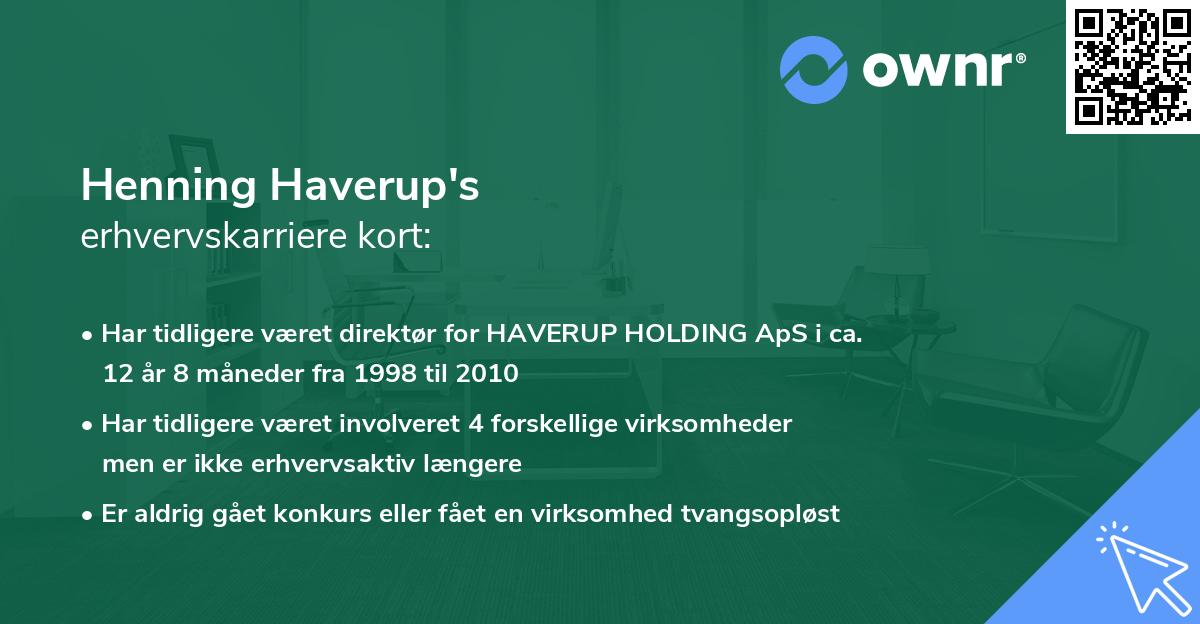 Henning Haverup's erhvervskarriere kort