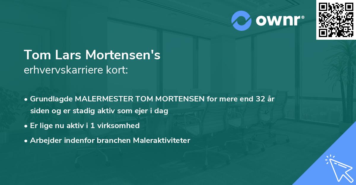 Tom Lars Mortensen's erhvervskarriere kort