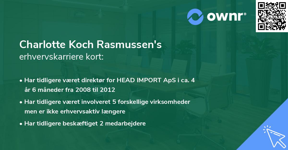 Charlotte Koch Rasmussen's erhvervskarriere kort