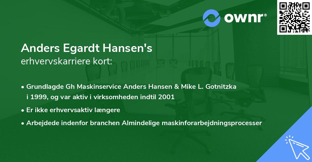 Anders Egardt Hansen's erhvervskarriere kort