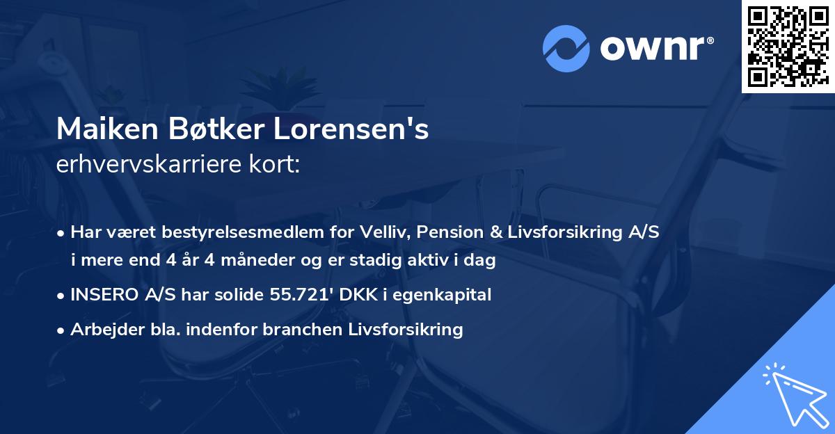 Maiken Bøtker Lorensen's erhvervskarriere kort