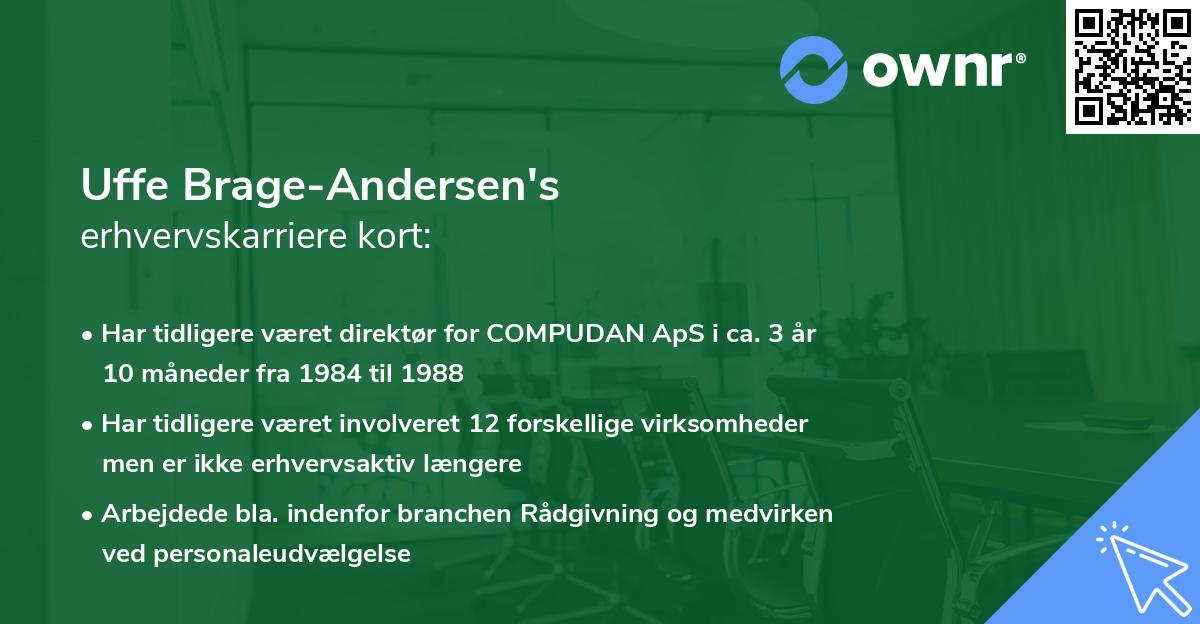 Uffe Brage-Andersen's erhvervskarriere kort