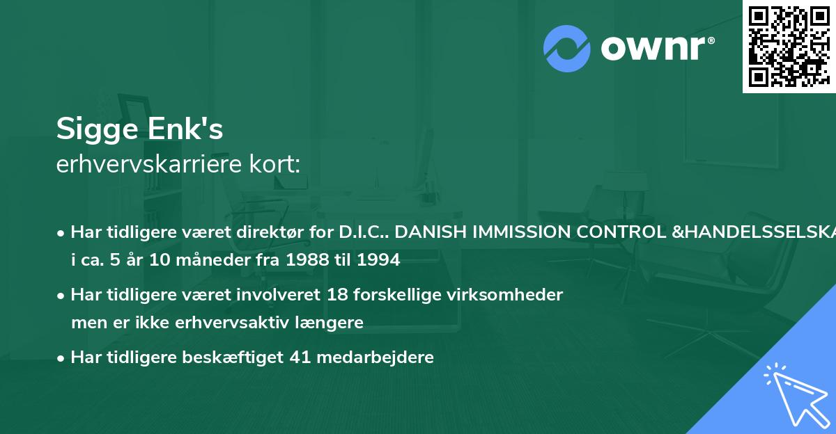 Sigge Enk's erhvervskarriere kort