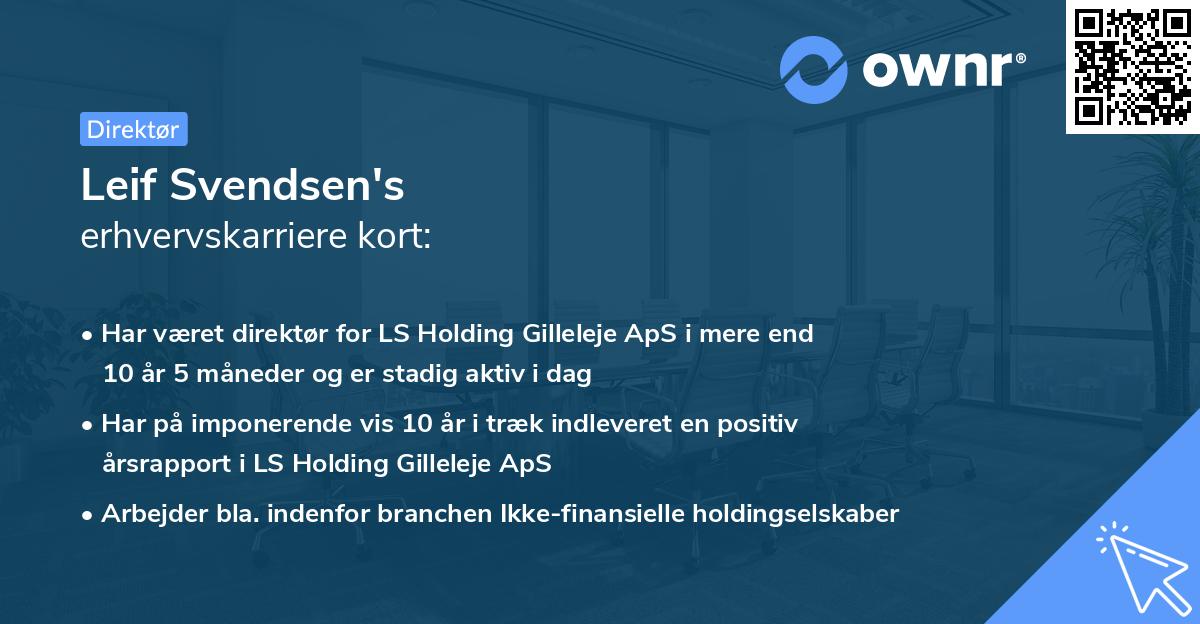 Leif Svendsen's erhvervskarriere kort