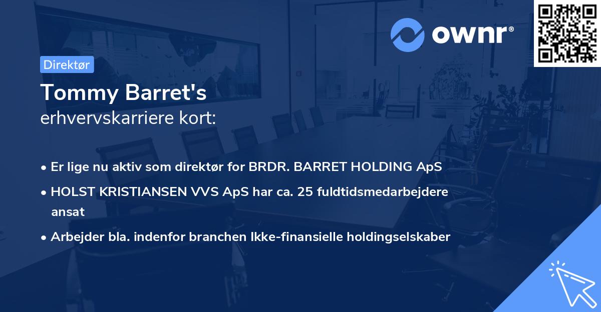 Tommy Barret's erhvervskarriere kort