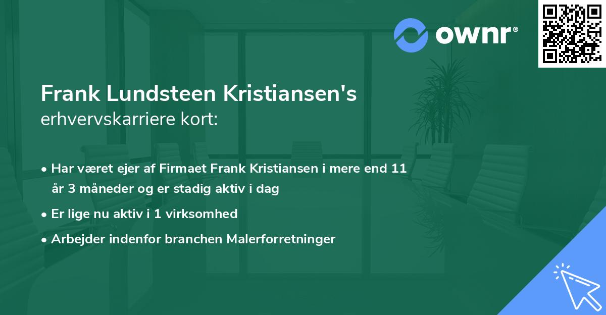 Frank Lundsteen Kristiansen's erhvervskarriere kort