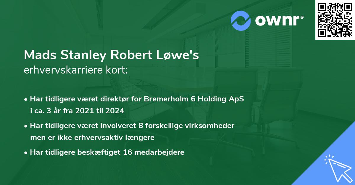 Mads Stanley Robert Løwe's erhvervskarriere kort