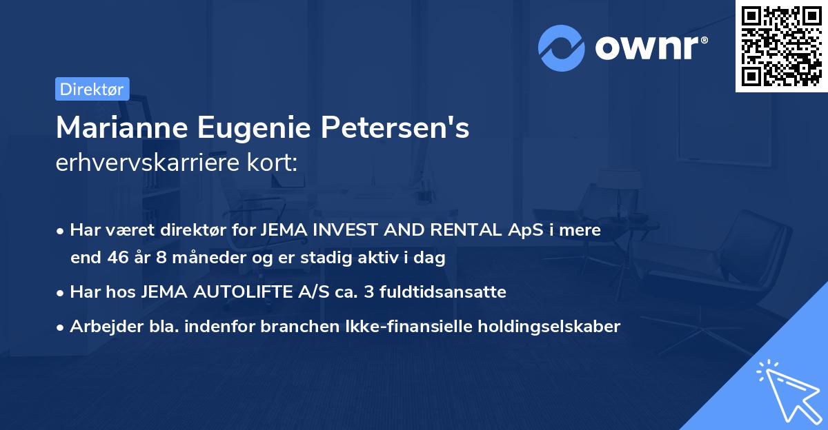 Marianne Eugenie Petersen's erhvervskarriere kort