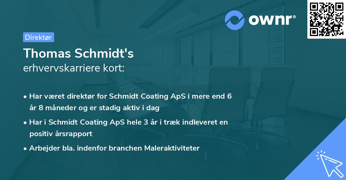 Thomas Schmidt's erhvervskarriere kort