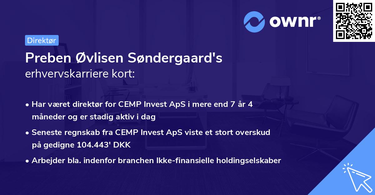 Preben Øvlisen Søndergaard's erhvervskarriere kort