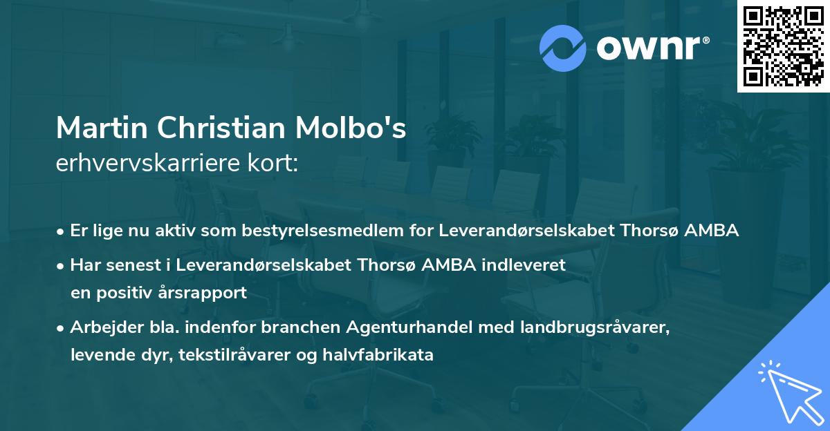 Martin Christian Molbo's erhvervskarriere kort