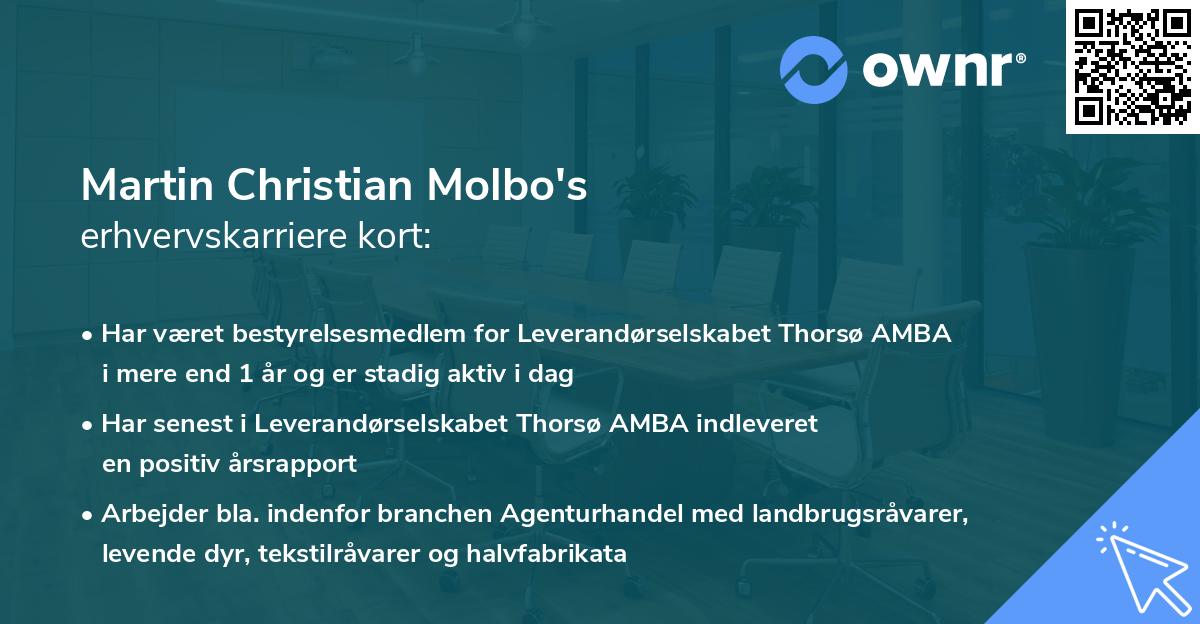 Martin Christian Molbo's erhvervskarriere kort