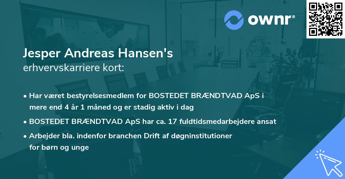 Jesper Andreas Hansen's erhvervskarriere kort