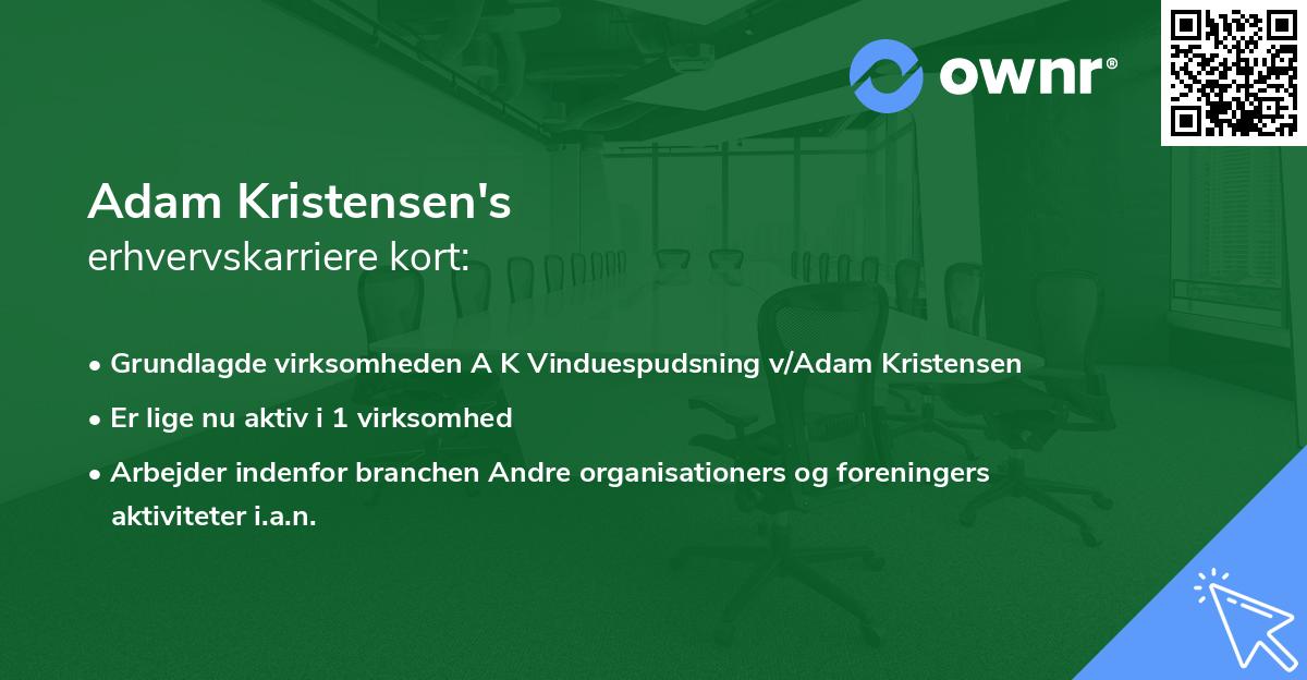 Adam Kristensen's erhvervskarriere kort