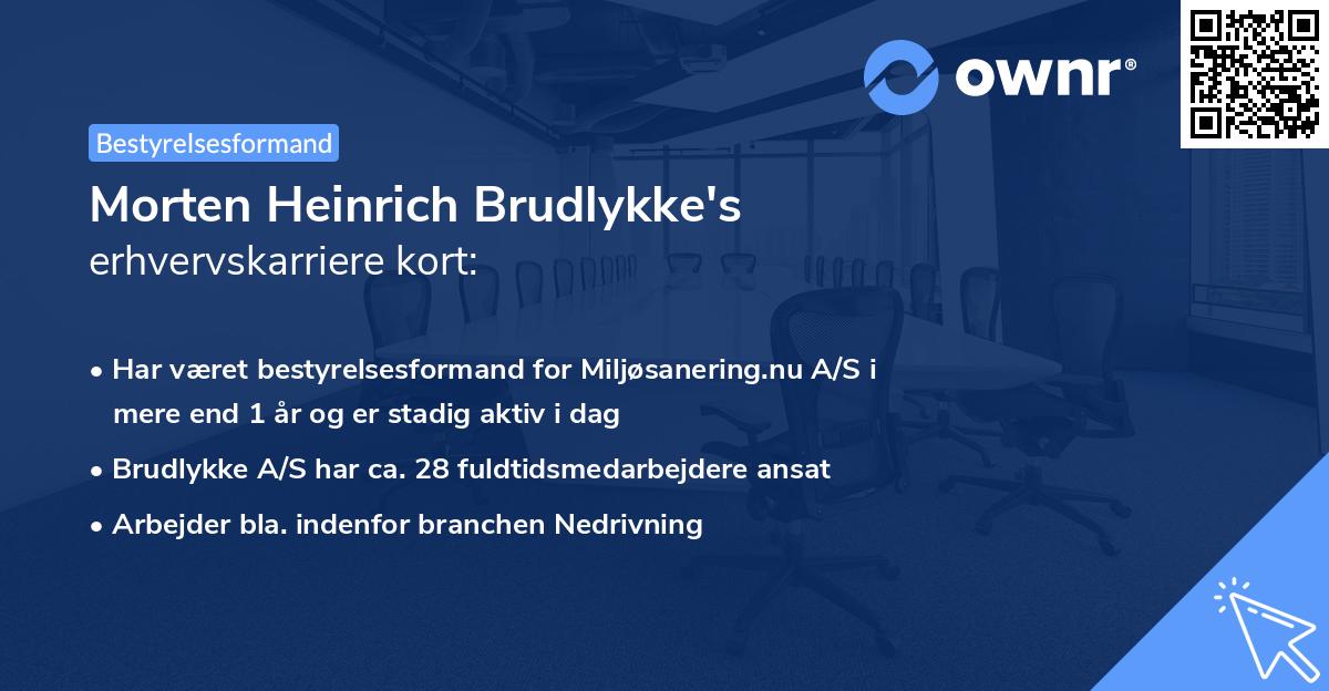 Morten Heinrich Brudlykke's erhvervskarriere kort