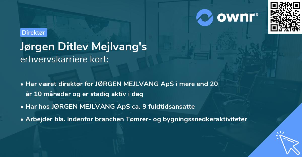 Jørgen Ditlev Mejlvang's erhvervskarriere kort