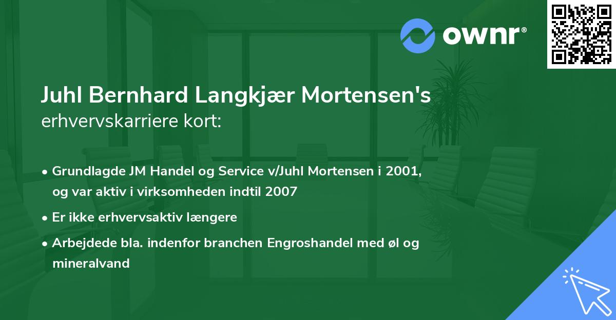 Juhl Bernhard Langkjær Mortensen's erhvervskarriere kort