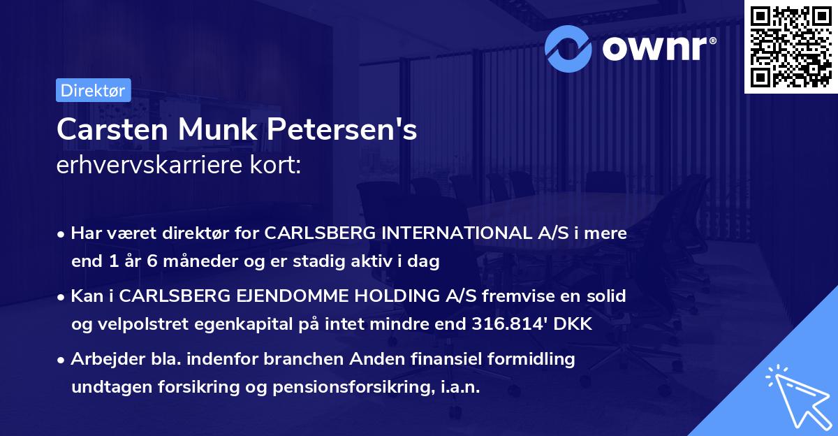 Carsten Munk Petersen's erhvervskarriere kort