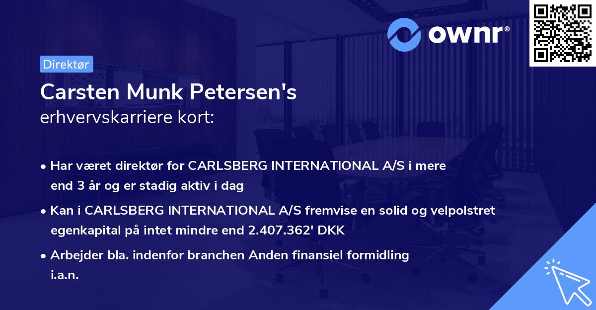 Carsten Munk Petersen's erhvervskarriere kort